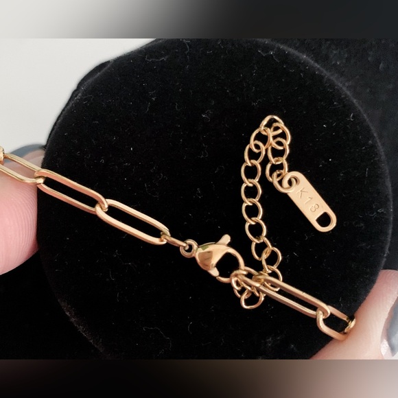 18K Gold Plated CZ Gemstone paperclip necklace - Picture 2 of 7